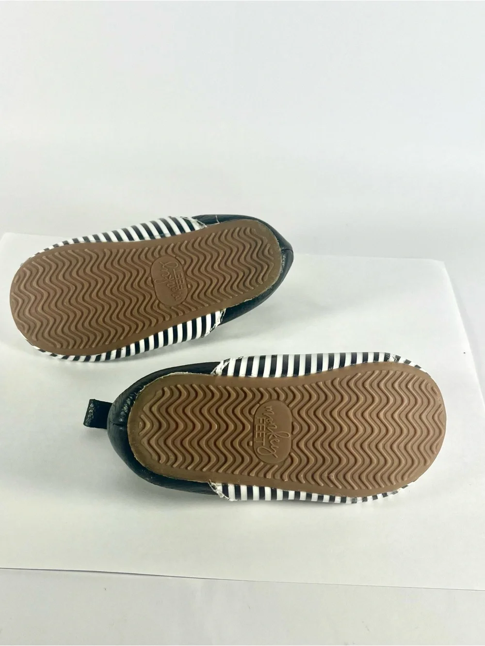 Monkey Feet Black & White Striped Slip-On Toddler Moccasins